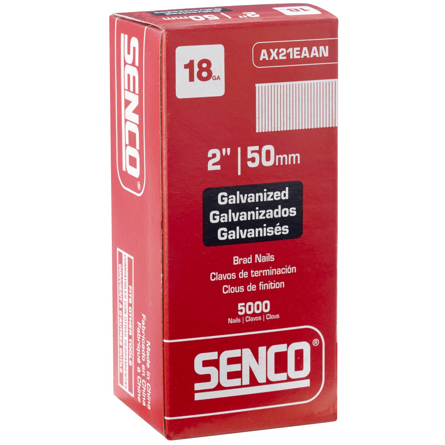 Senco 2 in. 18 Ga. Straight Strip Galvanized Brad Nails 5000 pk