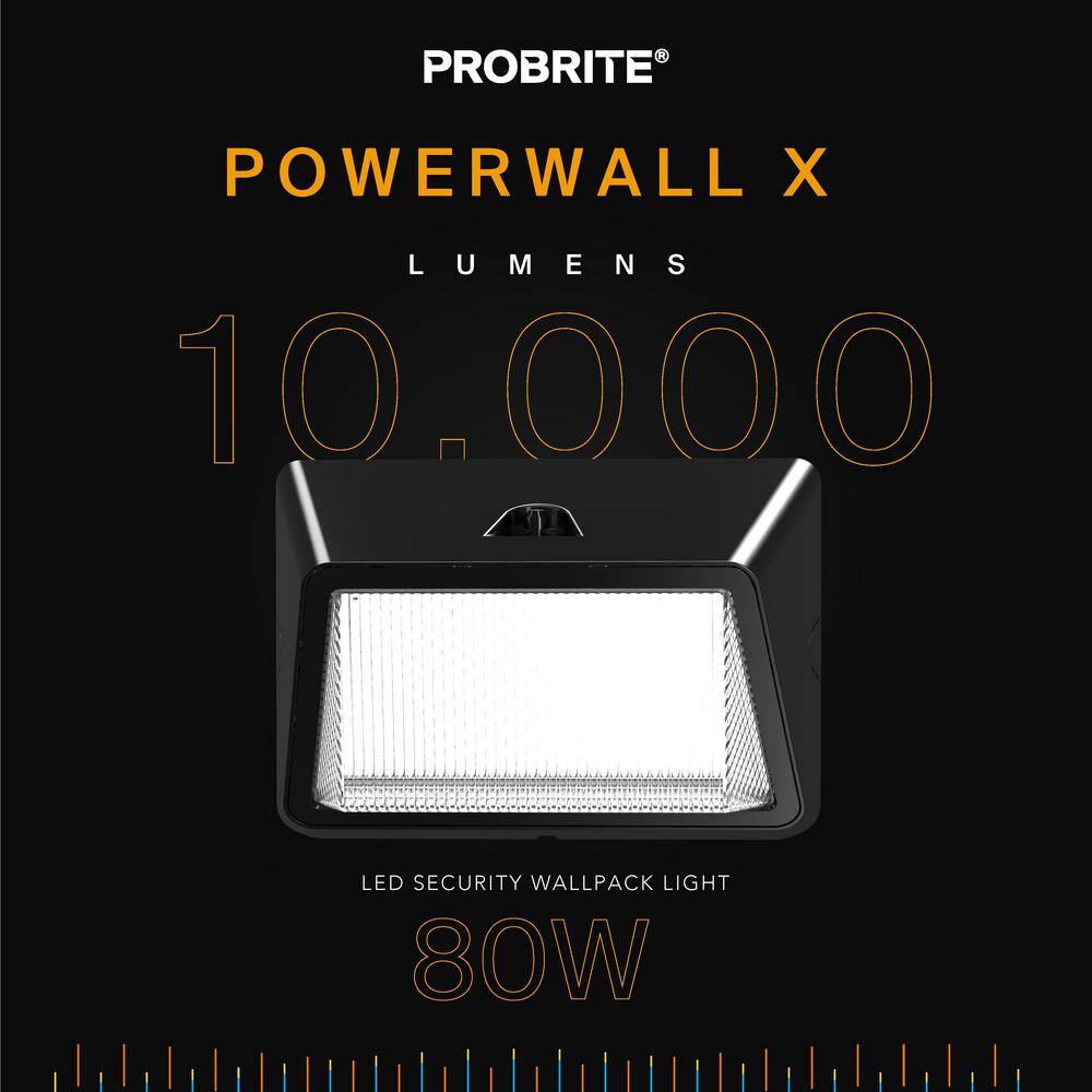 PROBRITE 250W Equivalent Integrated LED Bronze Outdoor Commercial Refractor Wall Pack Light 10000 Lumens 4000K Dusk-to-Dawn PRWX80-H-PC-4K-BZ