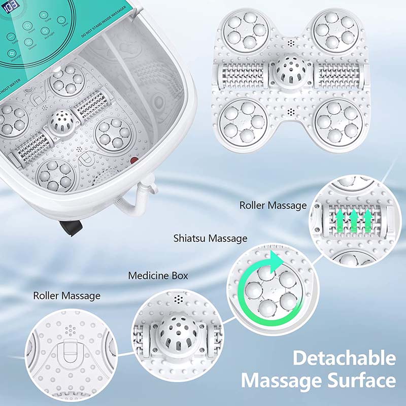 Foot Spa Bath Massager Pedicure Spa Tub with Heat, 2 Rollers, 4 Shiatsu Massagers, Temperature Control, Timer, 3-Angle Shower