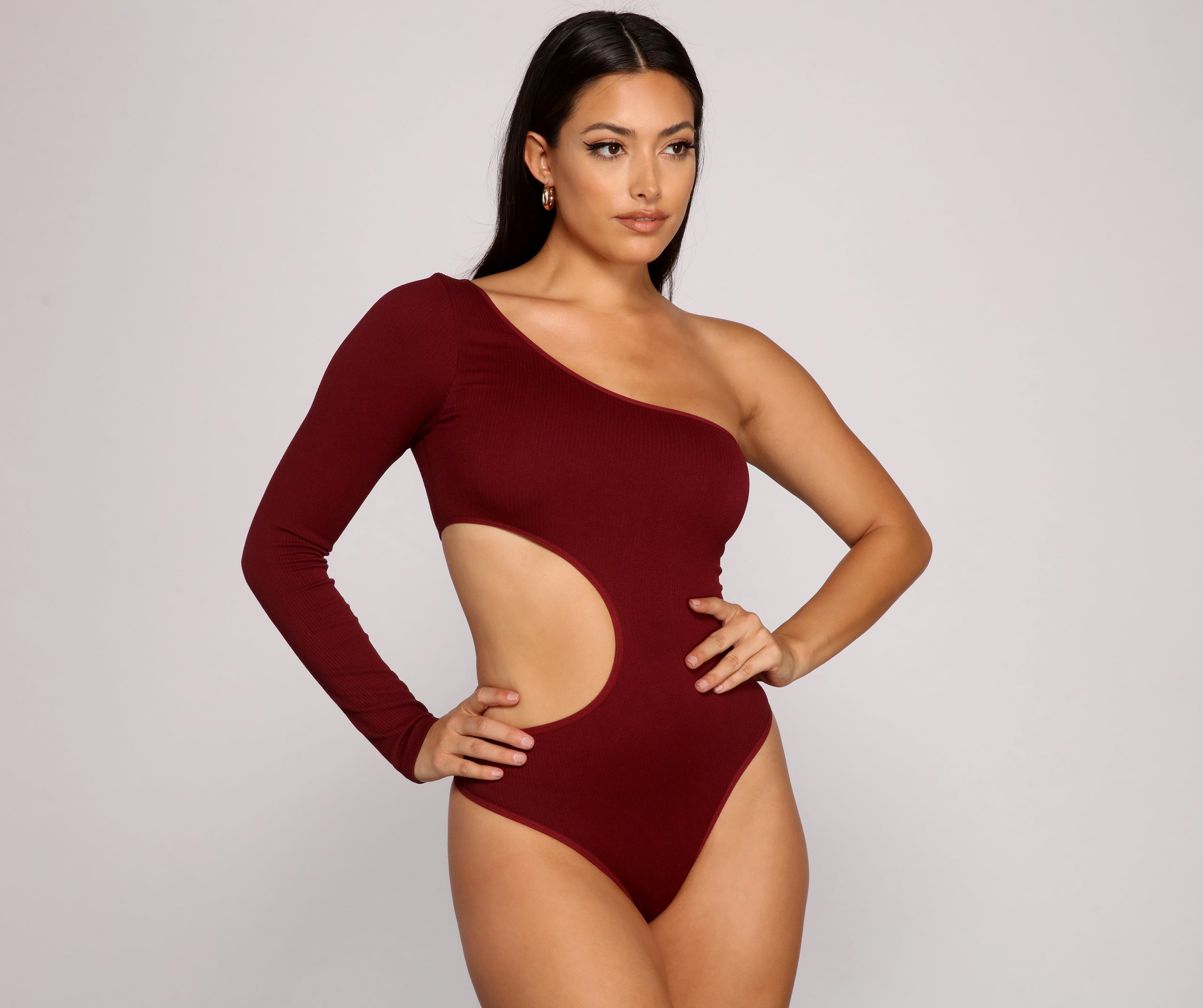 Sleek And Stunning One Shoulder Cutout Bodysuit