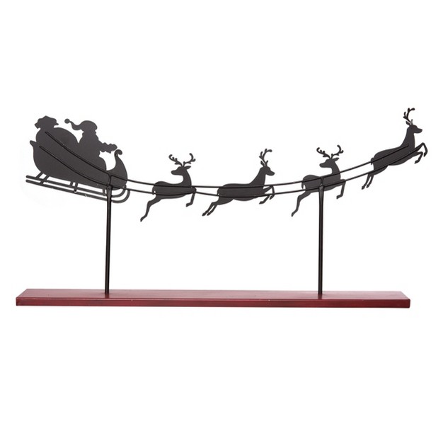 Transpac Metal 23 5 In Gray Christmas Santa And Sleigh Flying Decor