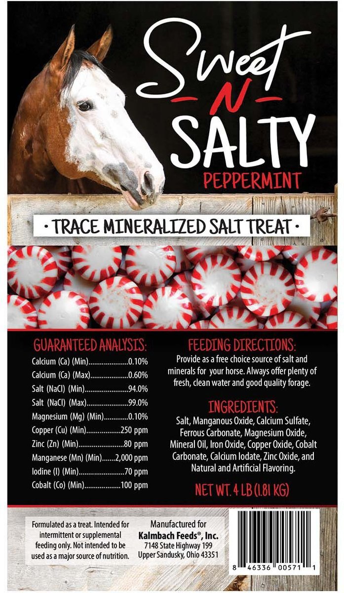 Kalmbach Feeds Sweet N Salty Peppermint Flavored Horse Salt Treat， 4-lb brick