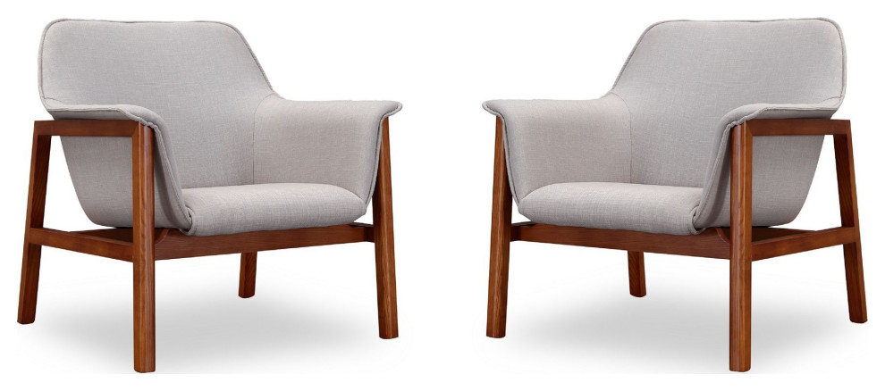 Miller Accent Chair in Grey and Walnut (Set of 2)   Midcentury   Armchairs And Accent Chairs   by Morning Design Group  Inc  Houzz