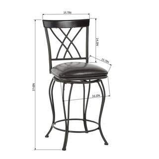 Homy Casa Wichita 24 in.Black High Back Metal Frame Swivel Counter BarStool With Faux Leather Cushioned Seat(Set of 2) WICHITA 24 2PCS