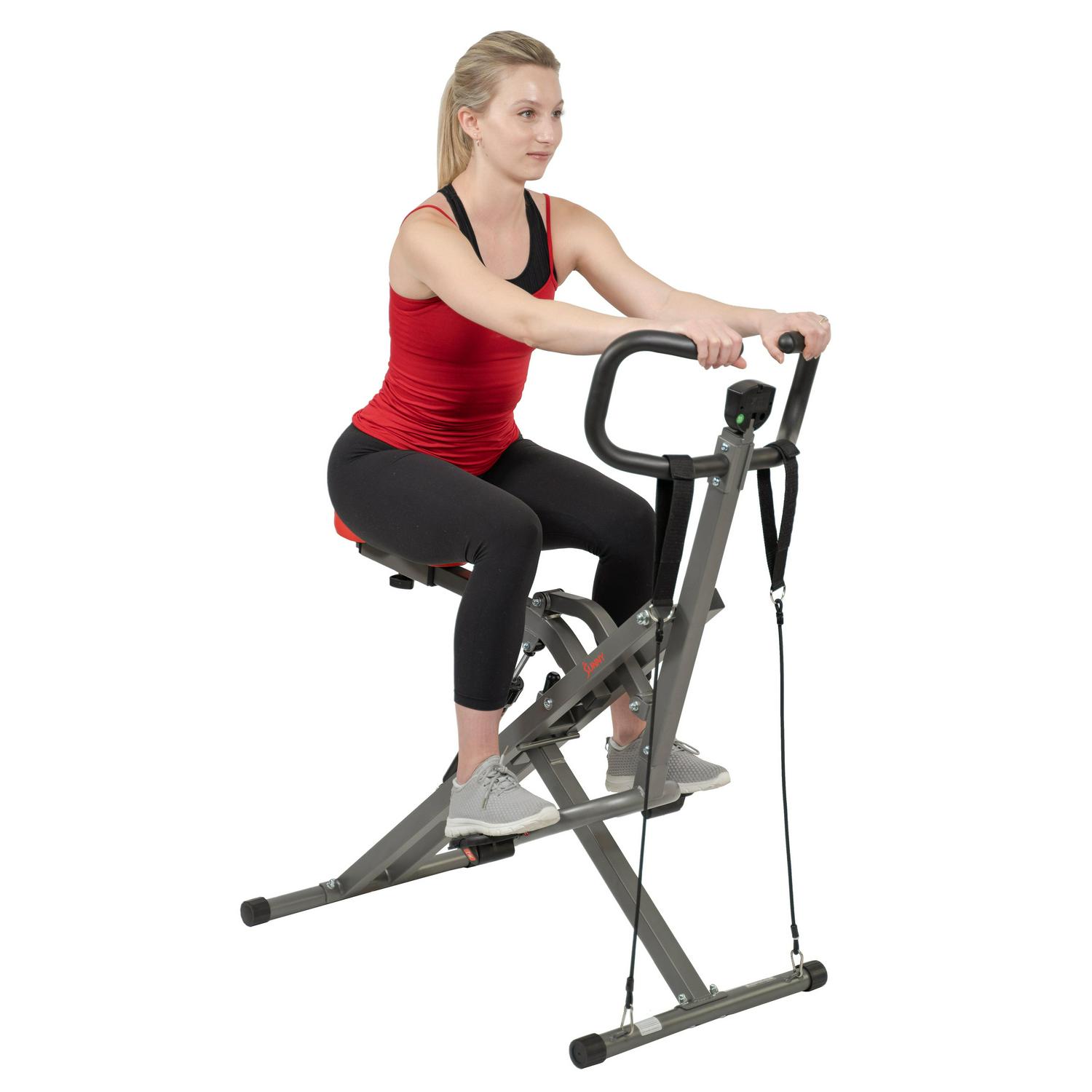 Sunny Health and Fitness Row-N-Ride PRO Squat Assist Trainer for Full Glute， Thigh， and Leg Workouts， SF-A020052