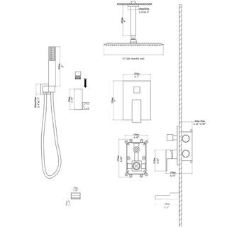 Logmey 3-Spray Patterns with 1.8 GPM 16 in. Shower Head in Ceiling Mount Dual Shower Head in Brushed Nickel LM-SLF16015Z-SS-16