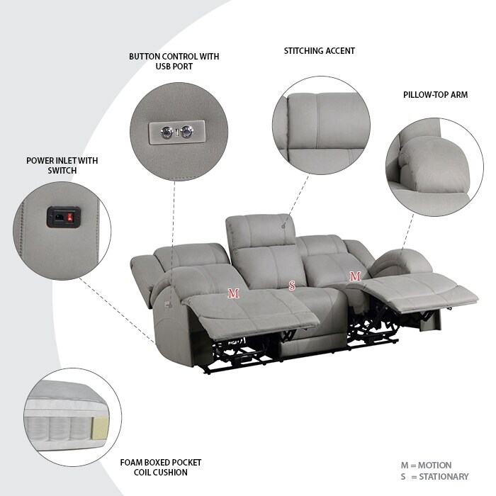 Sherwood 3 Piece Power Reclining Living Room Sofa Set