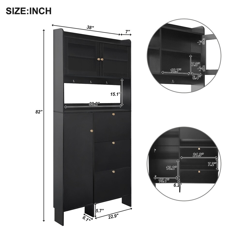 Shoe Cabinet with Open Storage Space