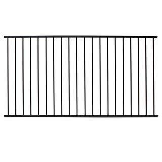 FORTRESS Versai 4 ft. H x 7.5 ft. W Gloss Black Steel Flat Top and Bottom Design Fence Panel 712489044