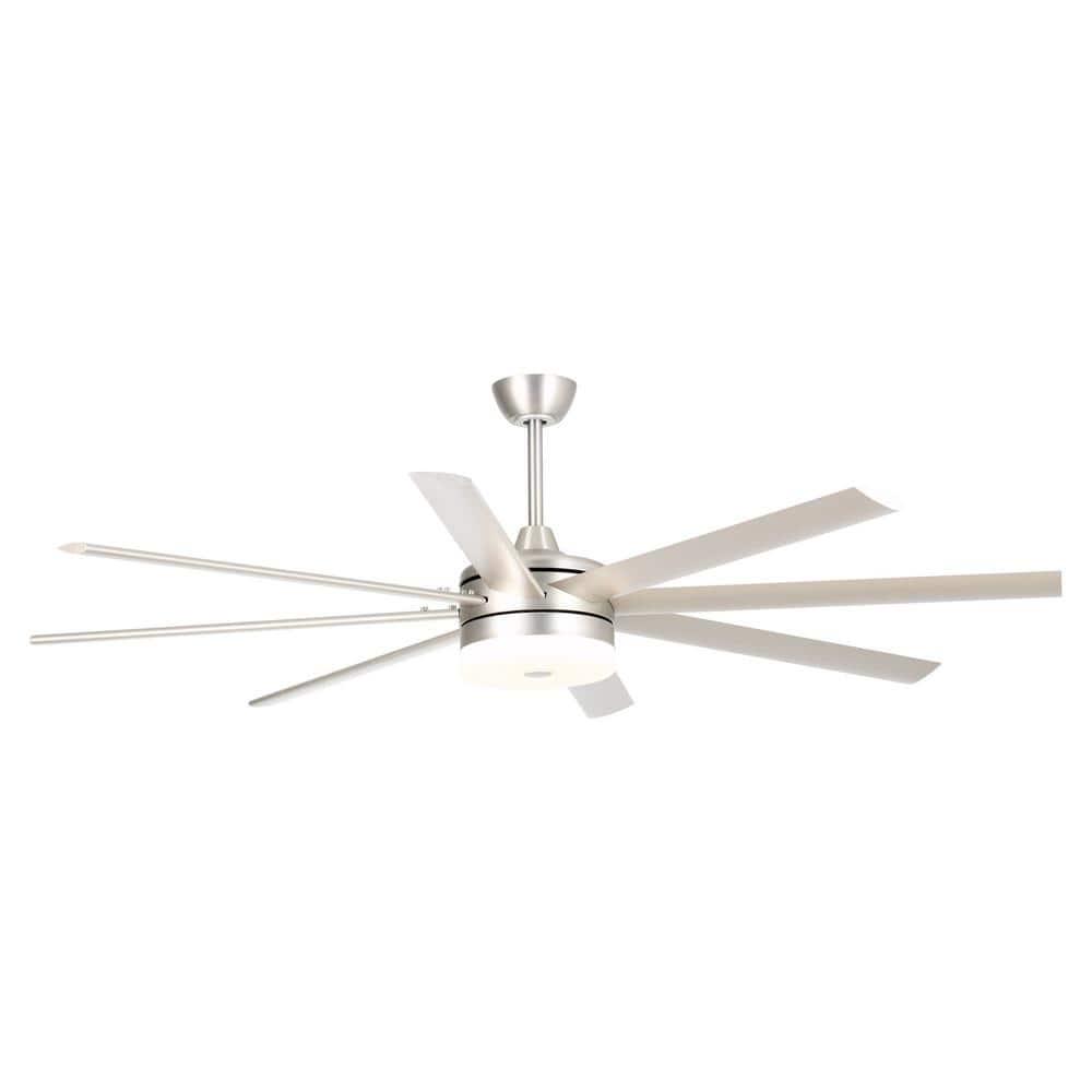 Parrot Uncle Kingsgrove 70 in Integrated LED Satin Nickel Ceiling Fan with Light and Remote Control