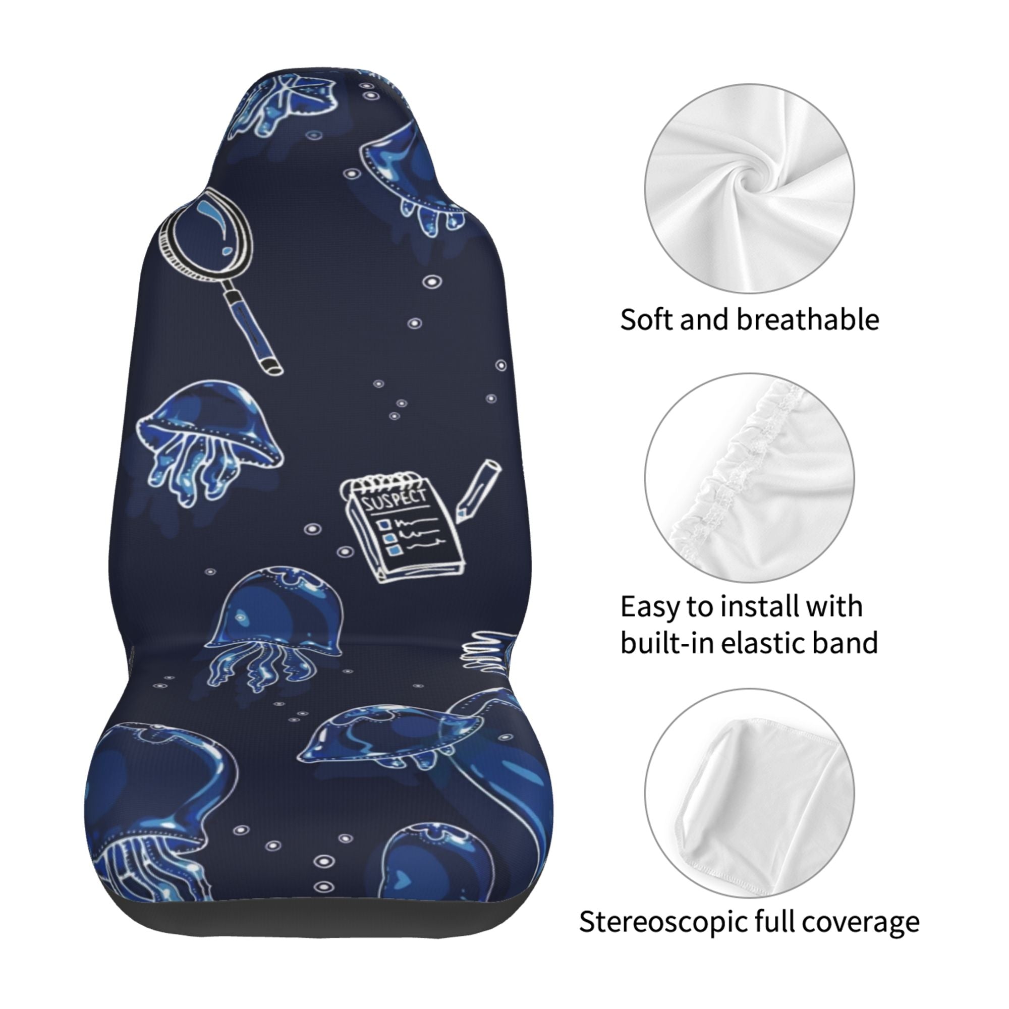 ZICANCN Car Seat Cover Jellyfish Sketch Car Front Seat Covers Protectors ， Automotive Seat Covers for Cars Trucks Suv