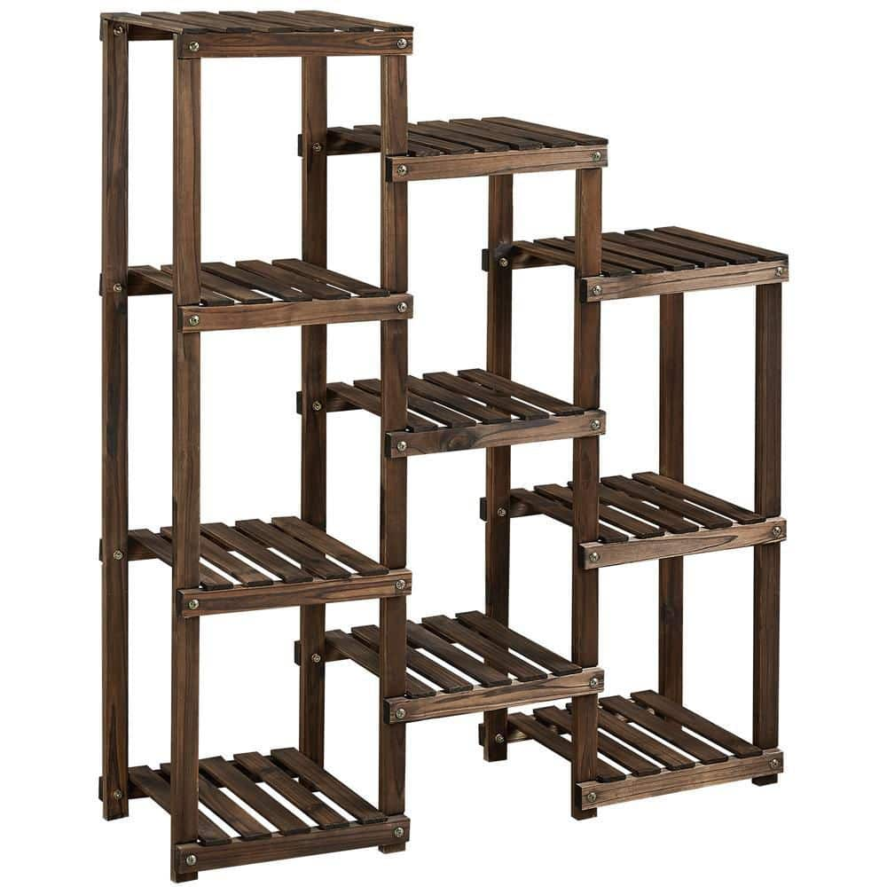 Yaheetech 45 in. Tall Indoor/Outdoor Wooden Flower Plant Stand with 10 Platforms (7 Tier) DYtrxb0001