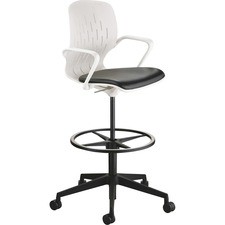 Safco Shell Extended-Height Chair - Black Vinyl Plastic Seat - White Plastic Back - 5-star Base - SAF7014WH