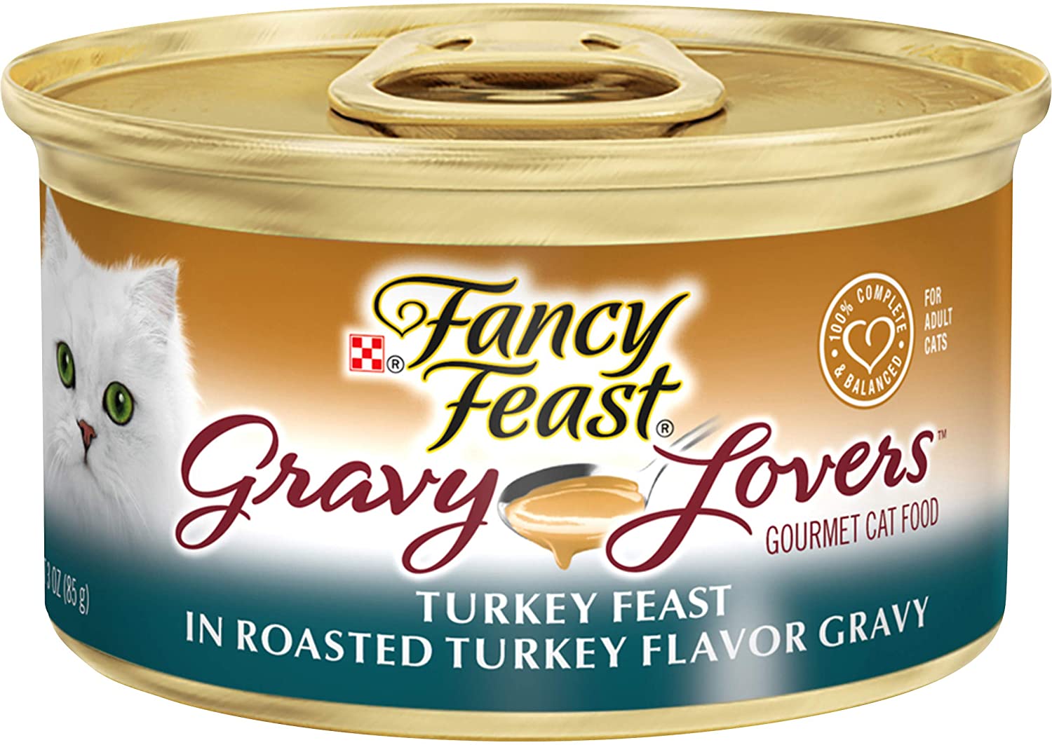 Purina Fancy Feast Gravy Wet Cat Food， Gravy Lovers Turkey Feast in Roasted Turkey Flavor Gravy - (24) 3 oz. Cans