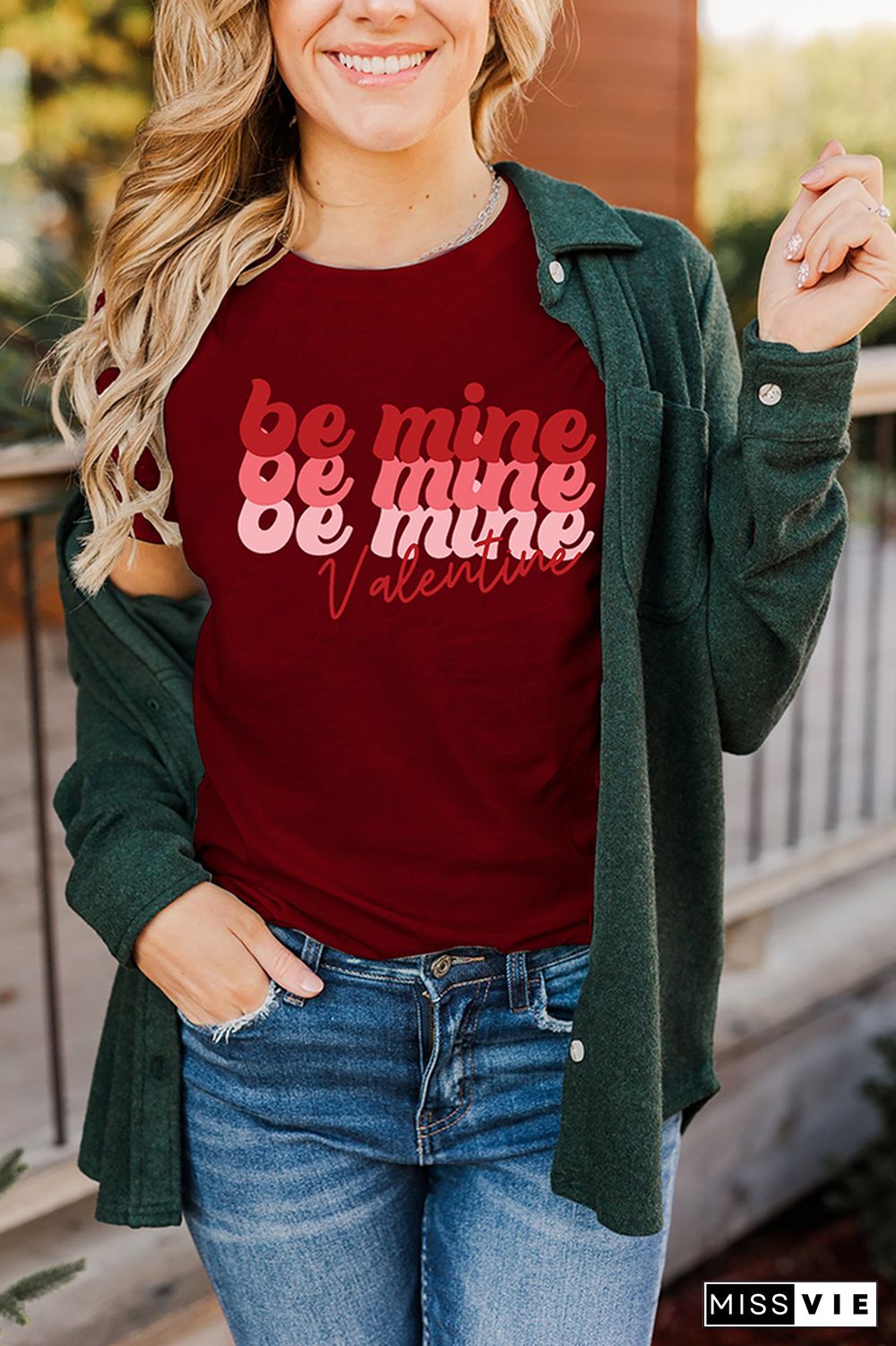 Valentine Be Mine Pullover Shortsleeves Graphic Tee Wholesale