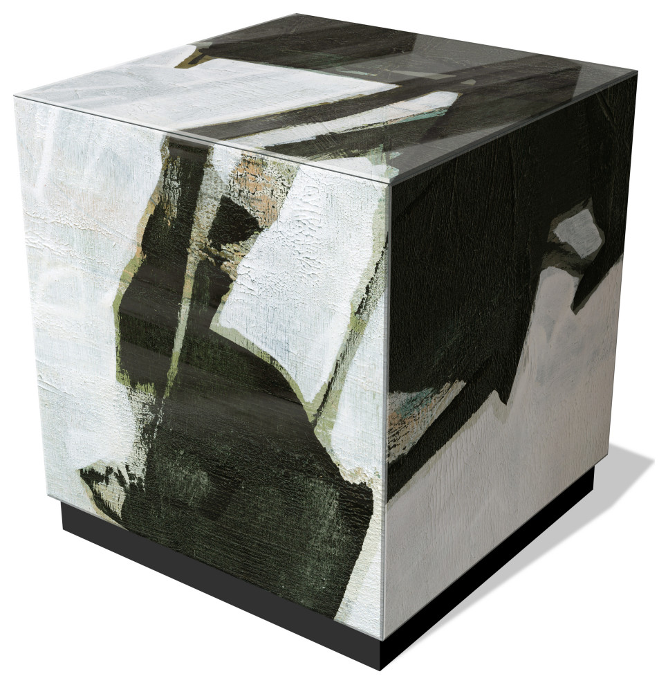 quotOde an Kline I quotReverse Printed Art Glass Side Table with Black Plinth Base   Contemporary   Side Tables And End Tables   by Empire Art Direct  Houzz