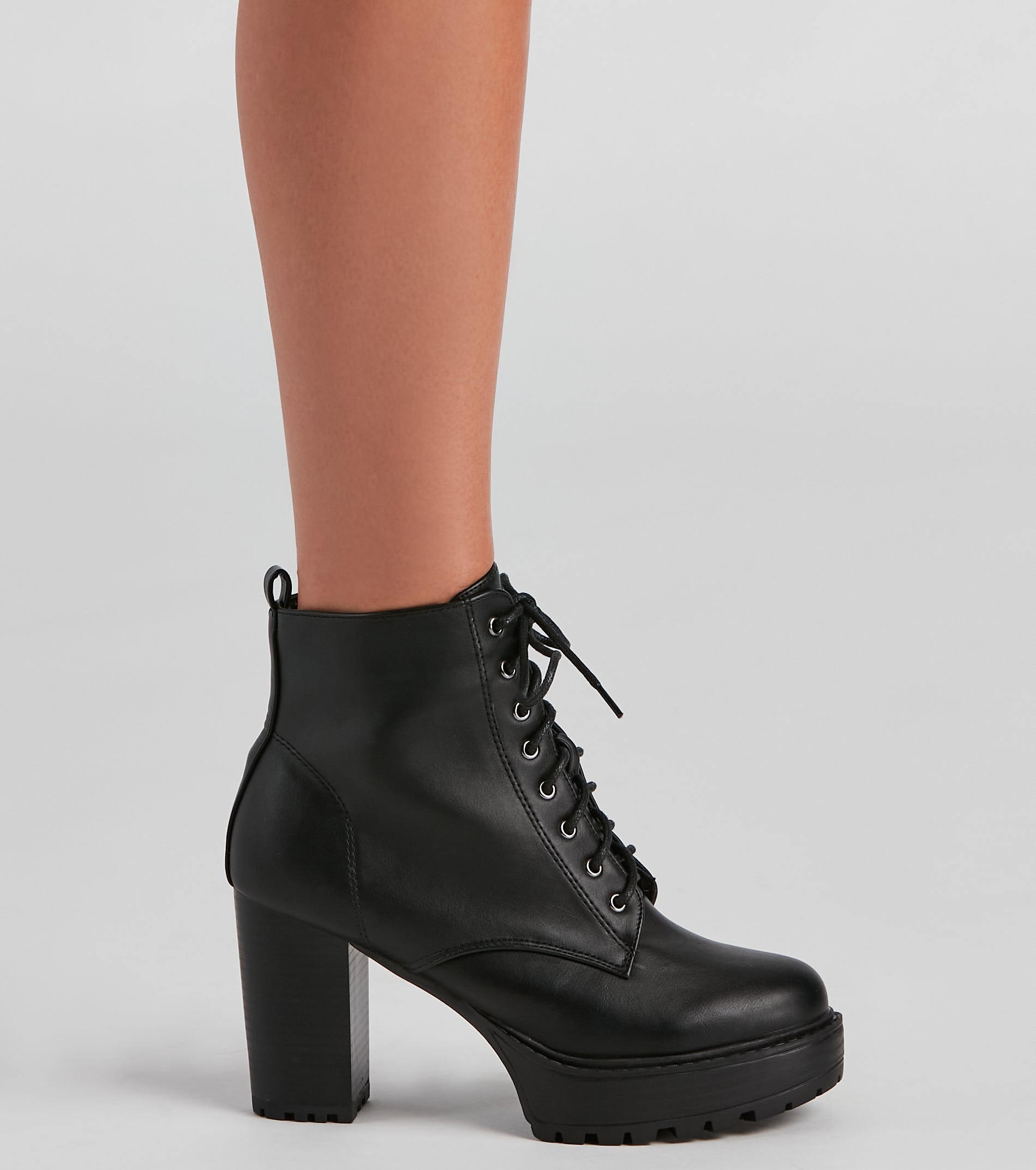 Edgy Babe Platform Lace-Up Booties