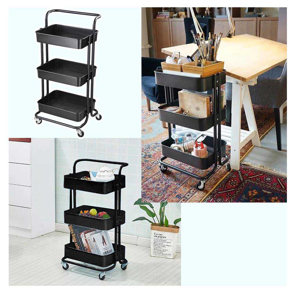 Yescom Rolling Craft Storage Cart on Wheels 3 Tiers