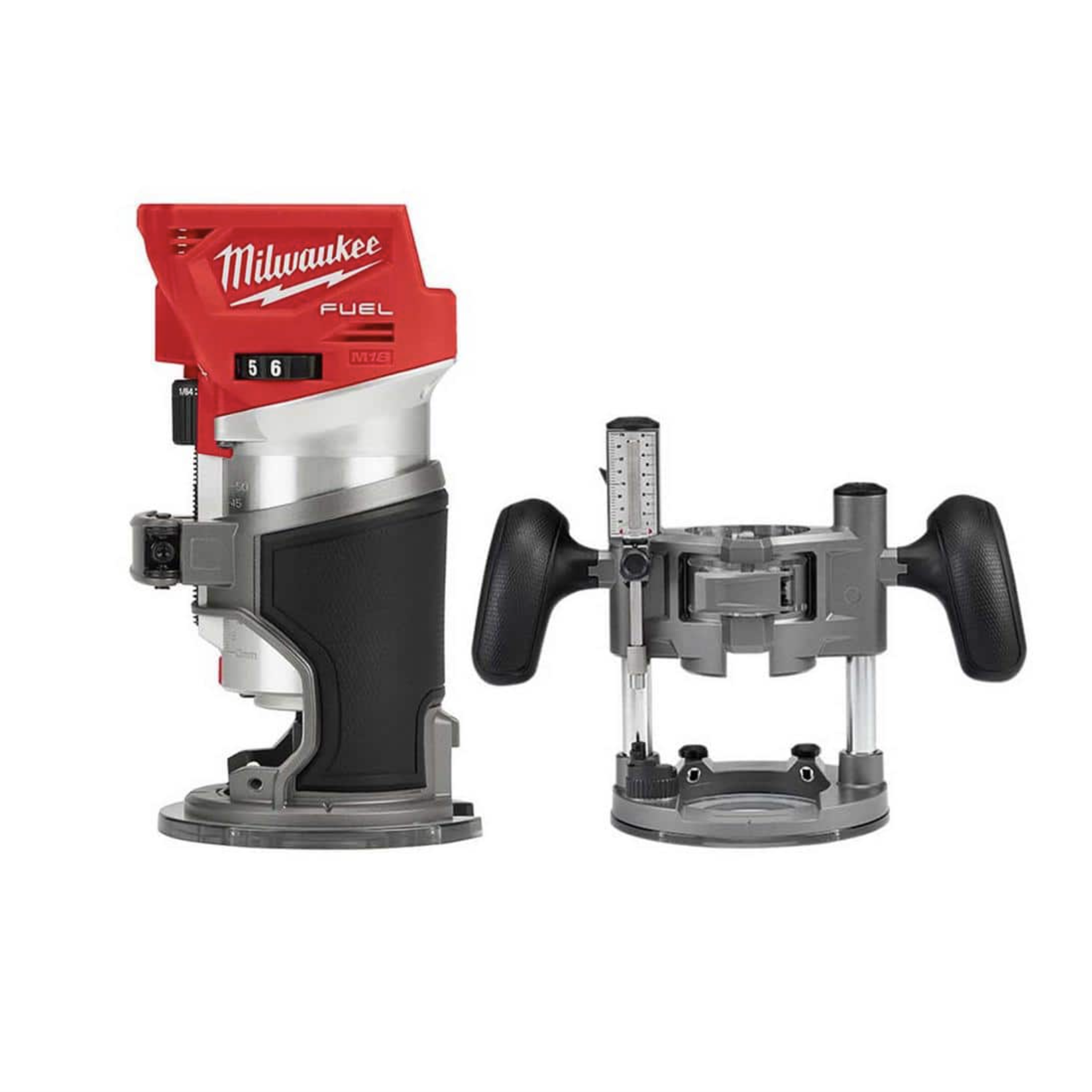 Milwaukee M18 FUEL 18V Lithium-Ion Brushless Cordless Compact Router w/ Compact Router Plunge Base