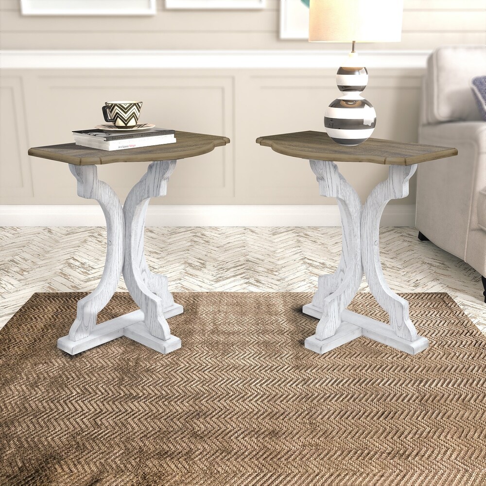 GALANO Doynton Half Moon Solid Wood Side Table