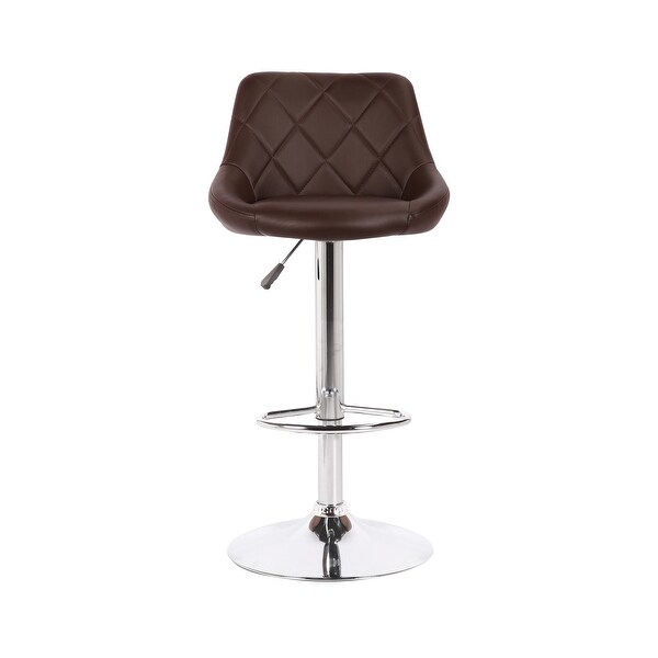 Porthos Home Rea Swivel Adjustable Height Bar Stool， PU Leather， Chrome Base