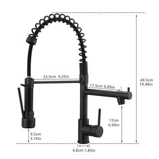 FLG Double Handle Commercial Pull Down Sprayer Kitchen Faucet Single-Hole Brass Sink Taps in Oil Rubbed Bronze CC-0142-ORB