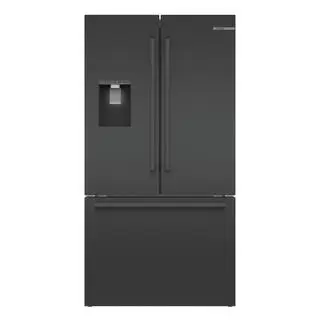 Bosch 500 Series 26 cu ft 3-Door French Door Refrigerator in Black Stainless Steel with Ice and Water Freezer Standard Depth B36FD50SNB