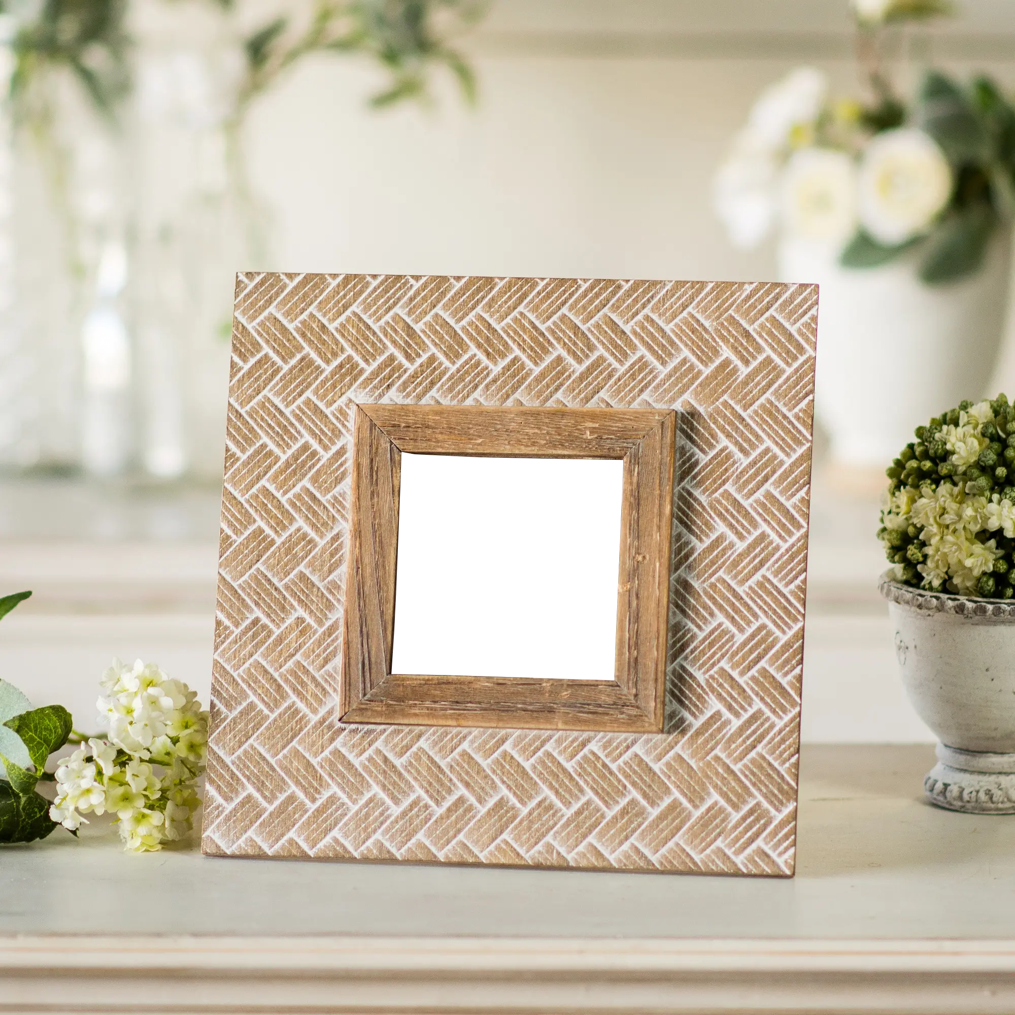 4x4 Square Whitewash Wooden Picture Frame