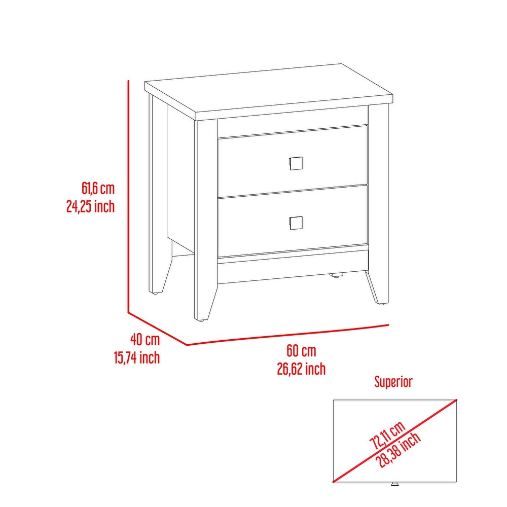 Classic Nightstand 2 Floors Large Capacity Drawers Metal Handle Open Bookshelf Simple Coffee Table Kitchen Balcony Plant Shelf