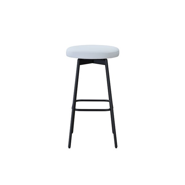 LuXeo Doheny Black Steel Legs Swivel Barstool (Set of 2) - N/A