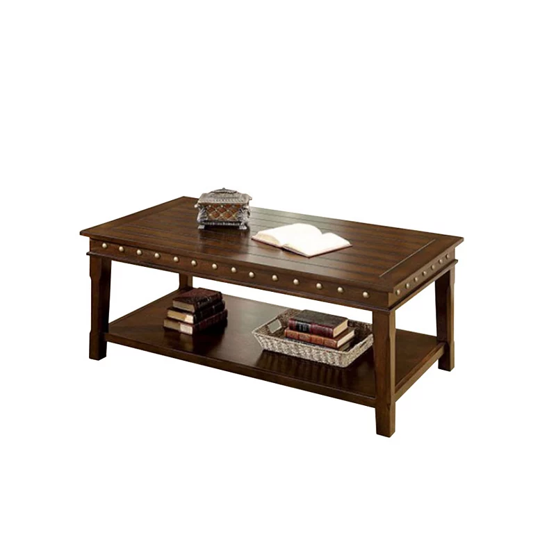 Solid Wood Coffee and End Tables Set， Dark Brown， Pack of 3