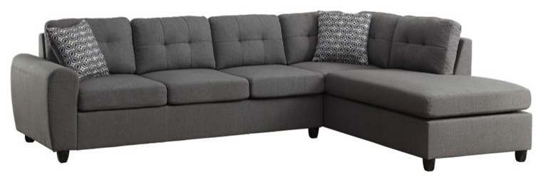 Bowery Hill Contemporary Right Facing Sectional in Gray   Transitional   Sectional Sofas   by Homesquare  Houzz