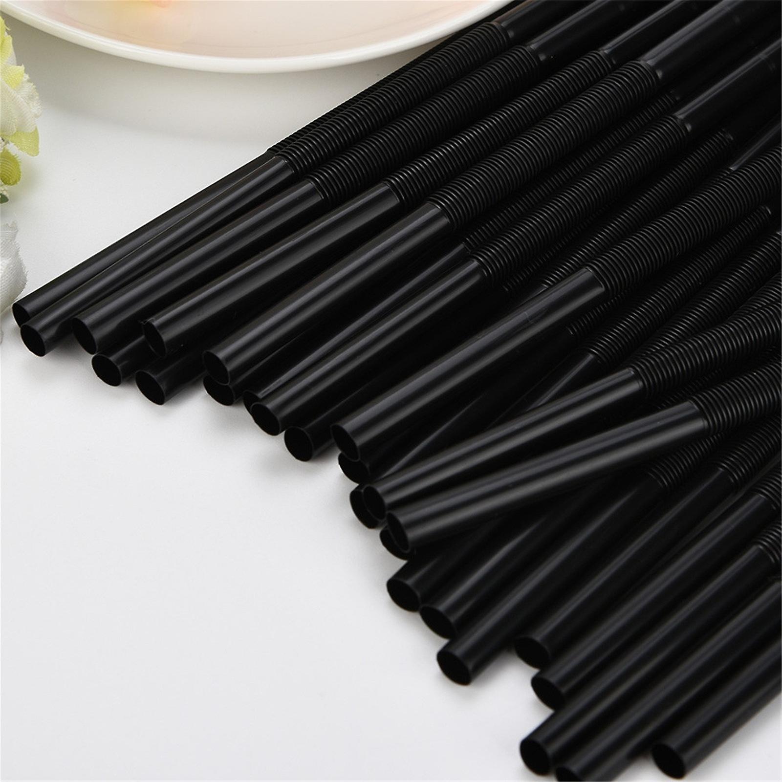 600pcs Black Flexible Drinking Straws Wedding Party Disposable Plastic Straws