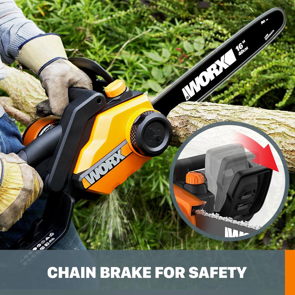 16 in. 15 amp Chainsaw， Tool-free Tensioning and Chain Brake