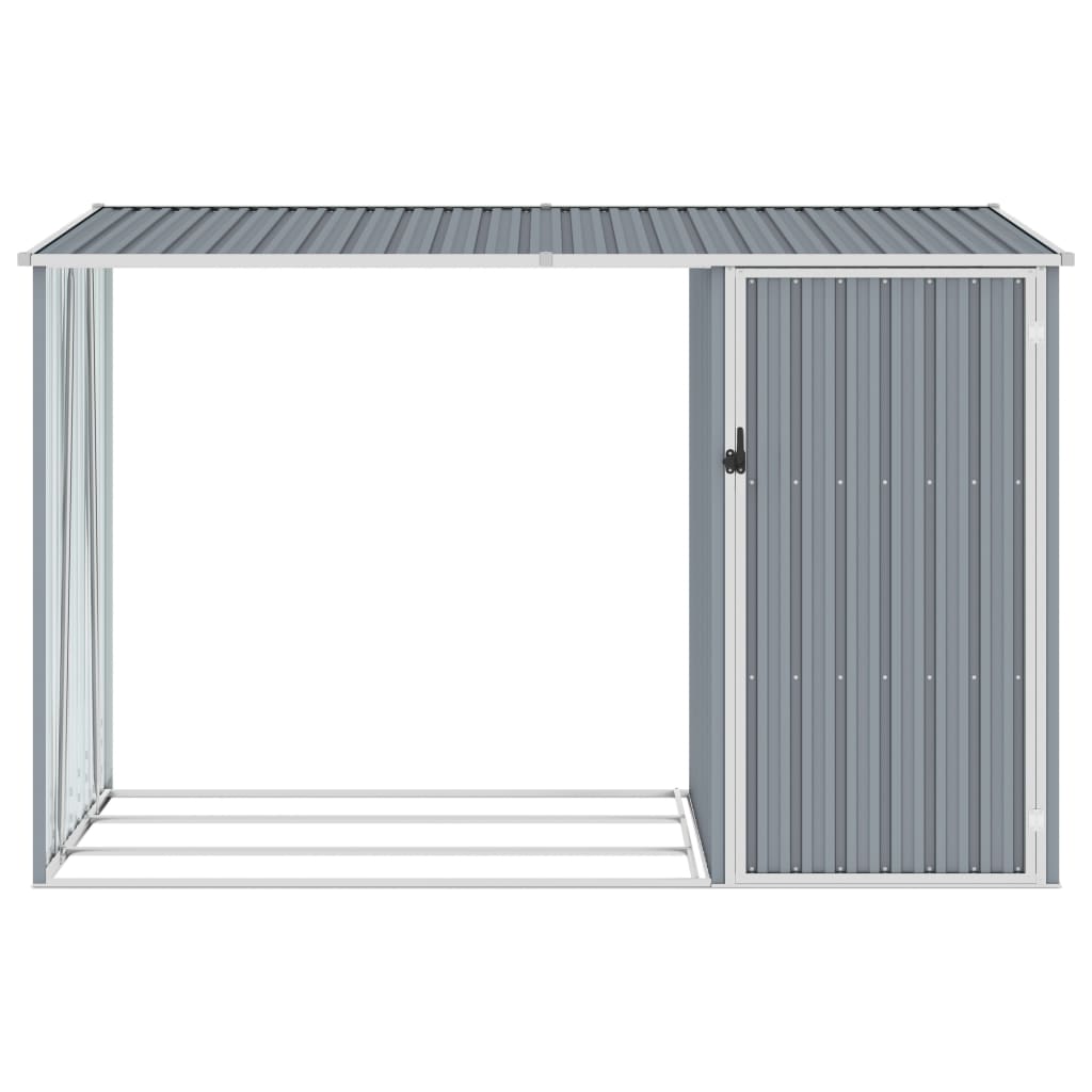 Firewood Shed Charmma Garden Storage Shed Gray 96.5"x38.6"x62.6" Galvanized Steel