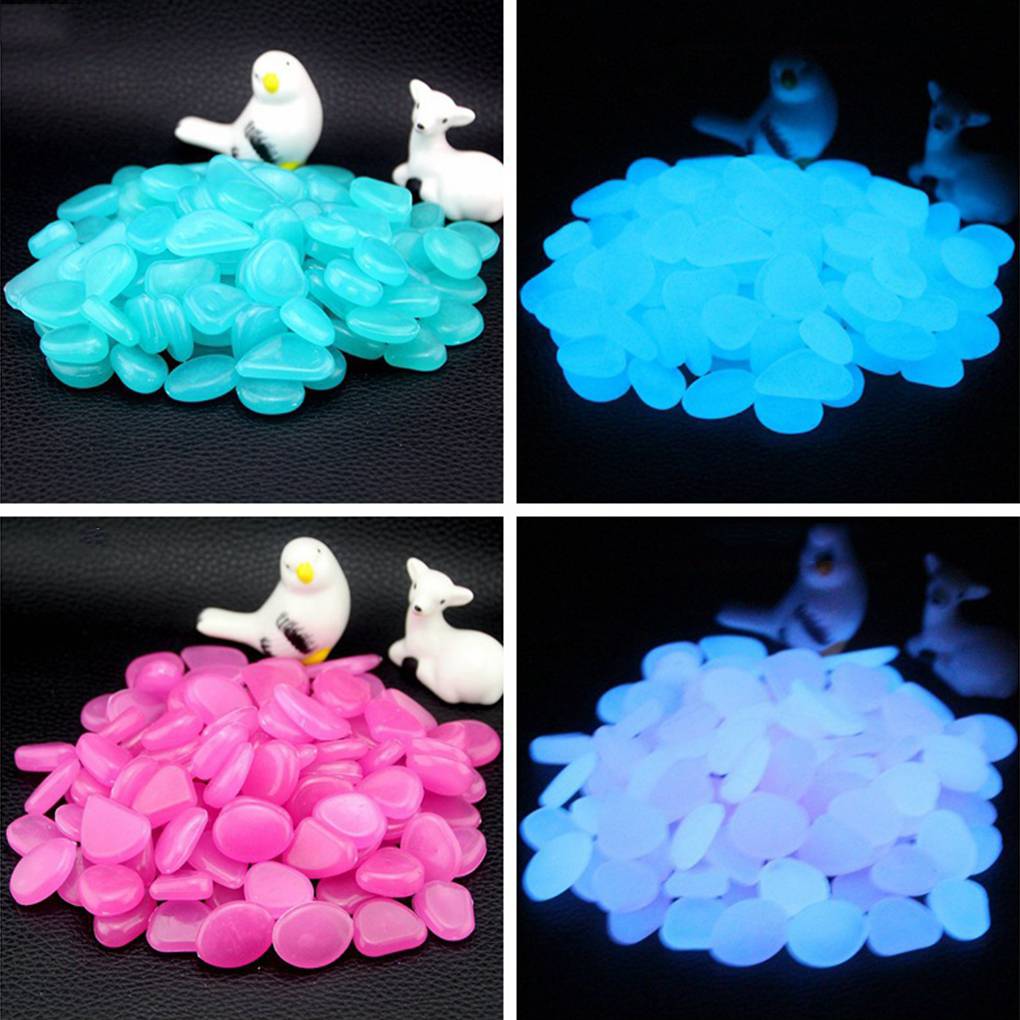 100pcs Fish Tank Fluorescent Pebble Garden Parterre Decor Glow Stone Aquarium Ornament Marbles Rocks