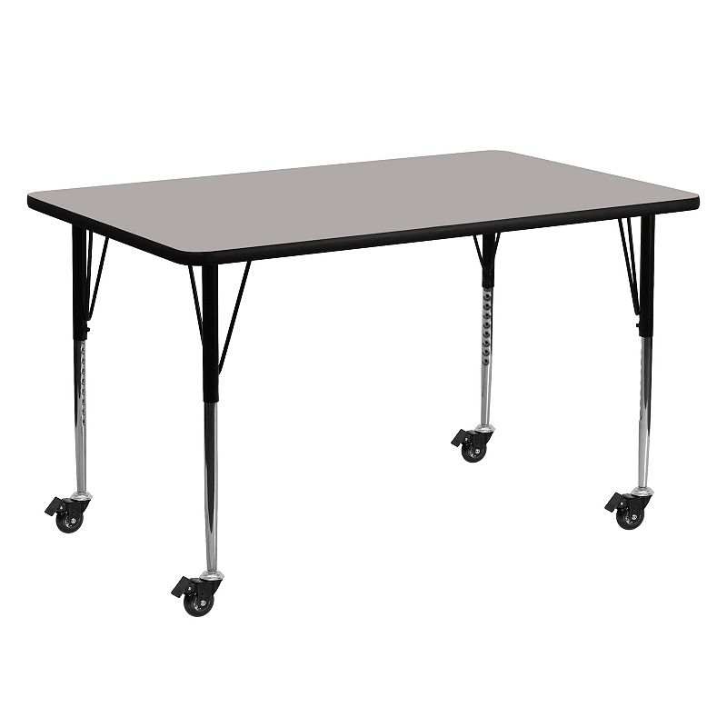 Emma and Oliver Mobile 24x60 Oak HP Laminate Adjustable Activity Table