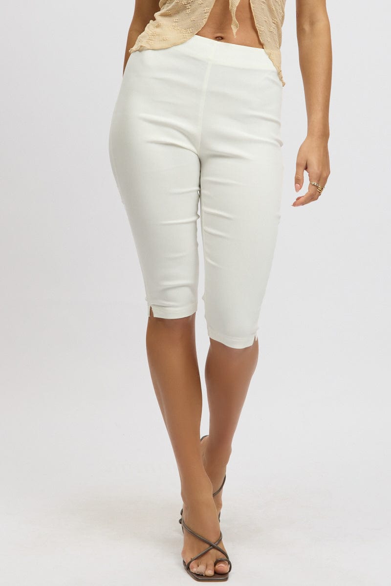 White Capri Pants High Rise