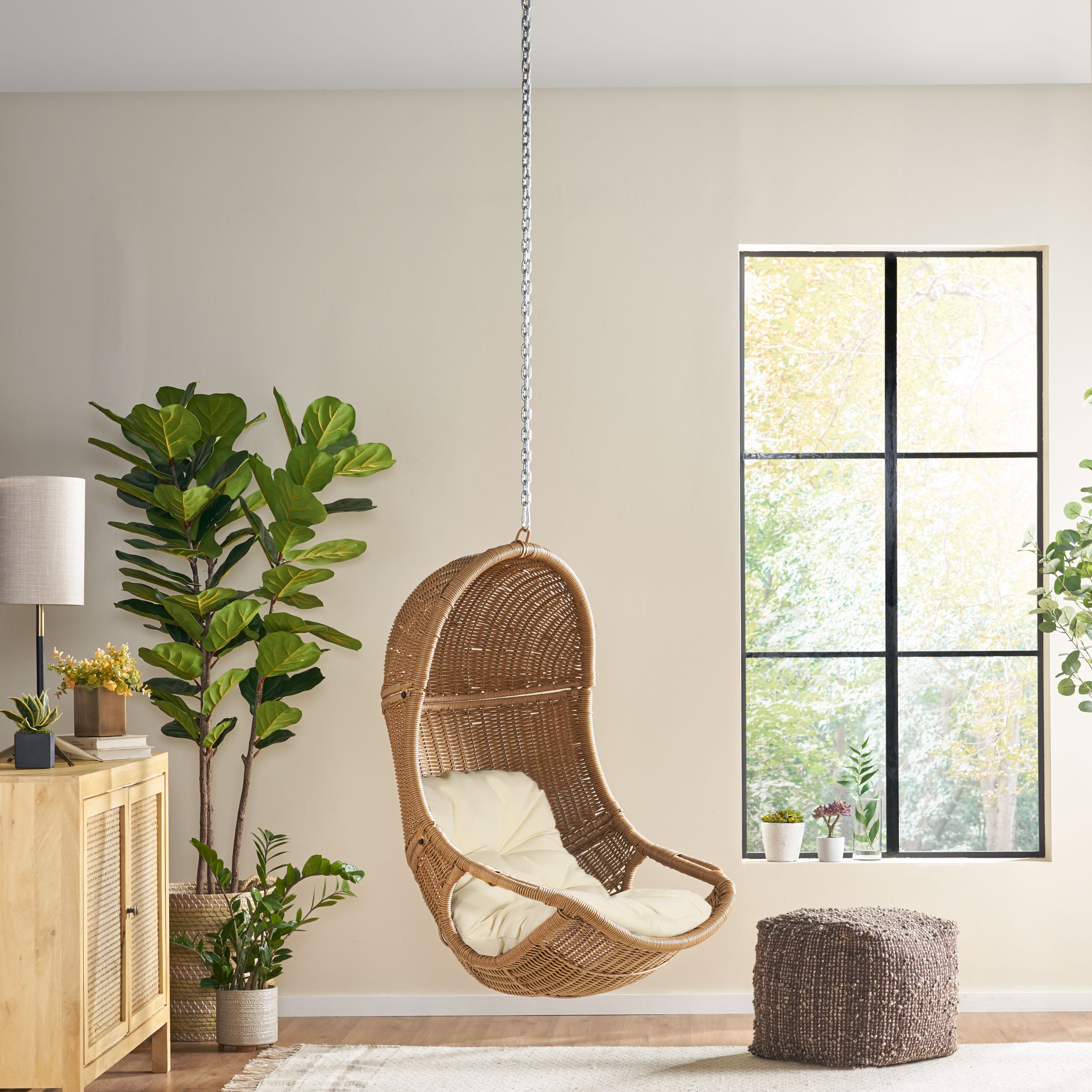 Berrien Orville Outdoor/Indoor Wicker Hanging Nest Chair (No Stand)