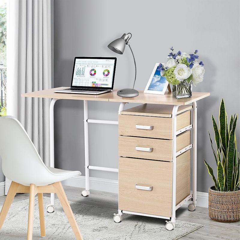 Folding Computer Laptop Desk Wheeled Home Office Furniture