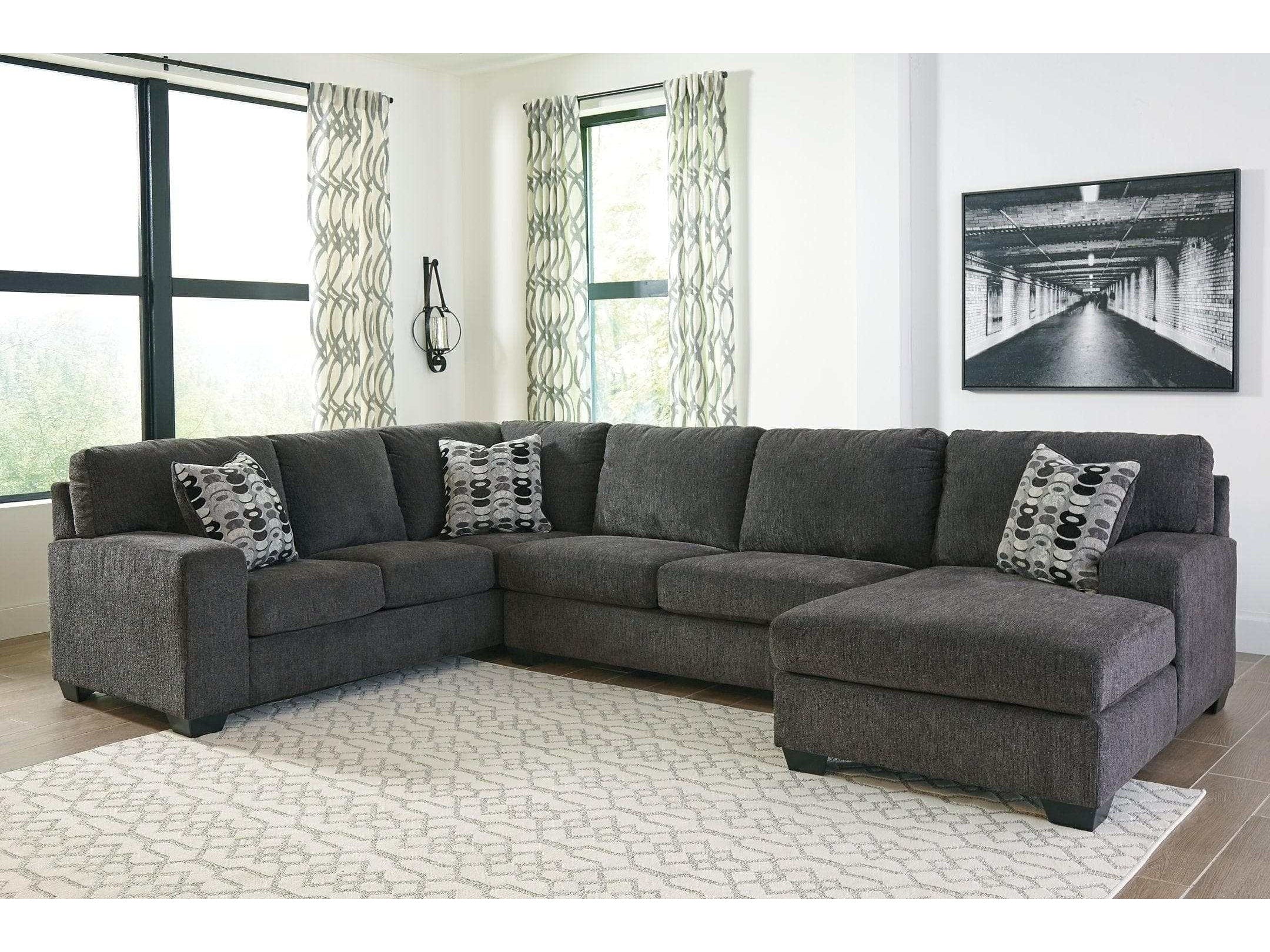 (Online Special Price) Ballinasloe Smoke 3pc Sectional w/ RAF Chaise