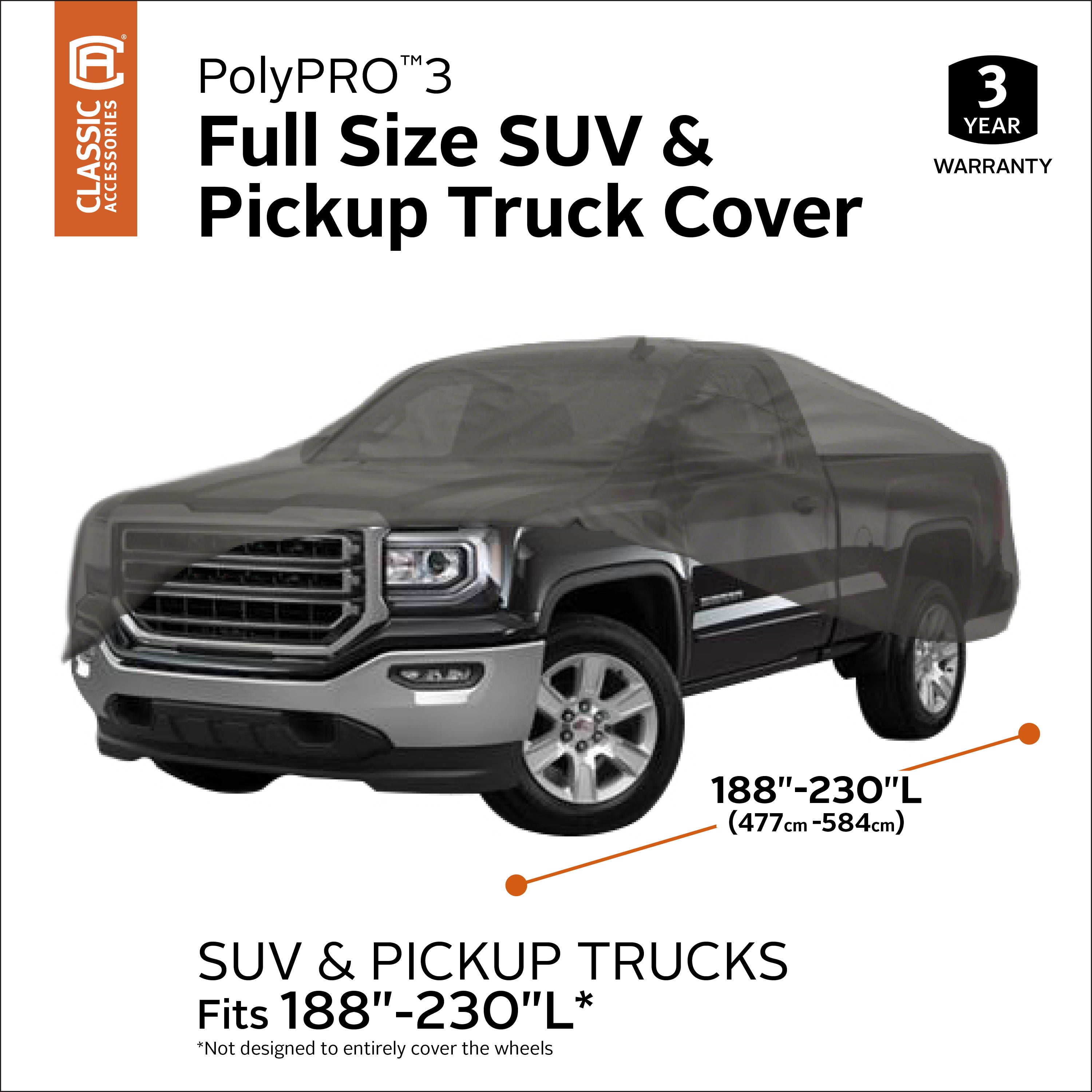 The Classic Accessories Overdrive Polypro 3 SUV-Pickup Cover In Charcoal For Full Size SUVs and Pickups- 10-019-261001-00