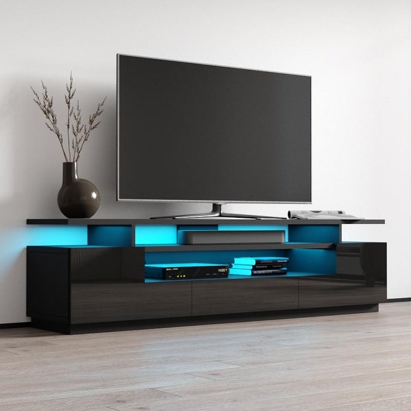 Strick and Bolton Sparkes 77-inch High Gloss TV Stand with LED Lights