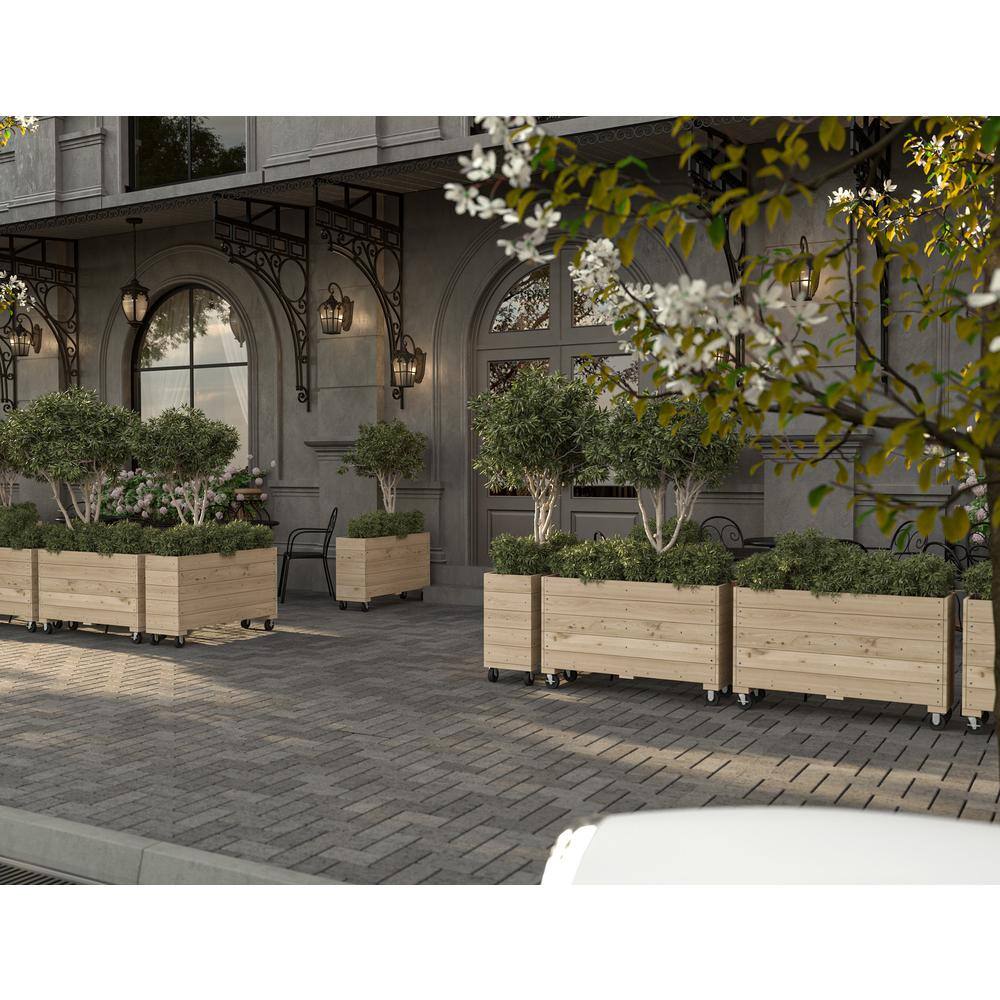 Ejoy 45 in. x 25 in. x 14 in. Solid Wood Mobile Planter Barrier WoodPlanter_45x25x14