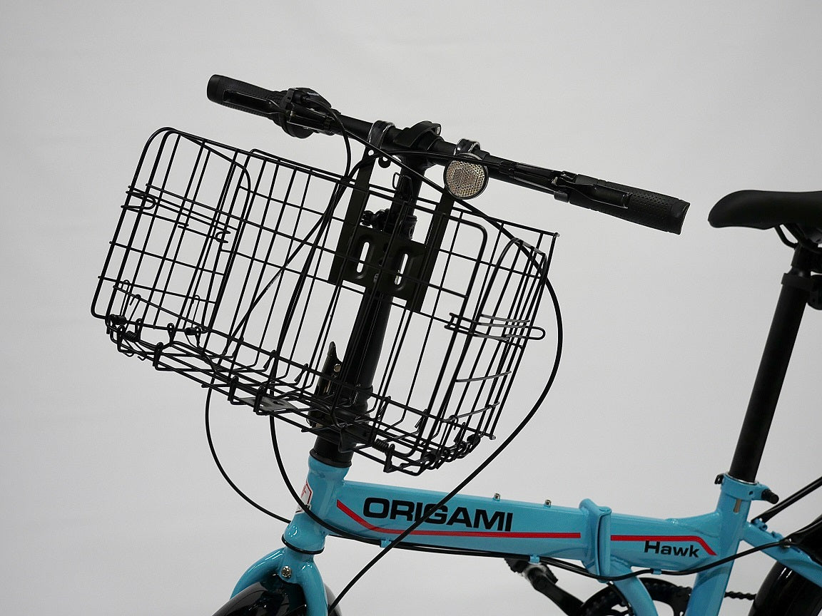 Bicycle handlebar folding wire basket