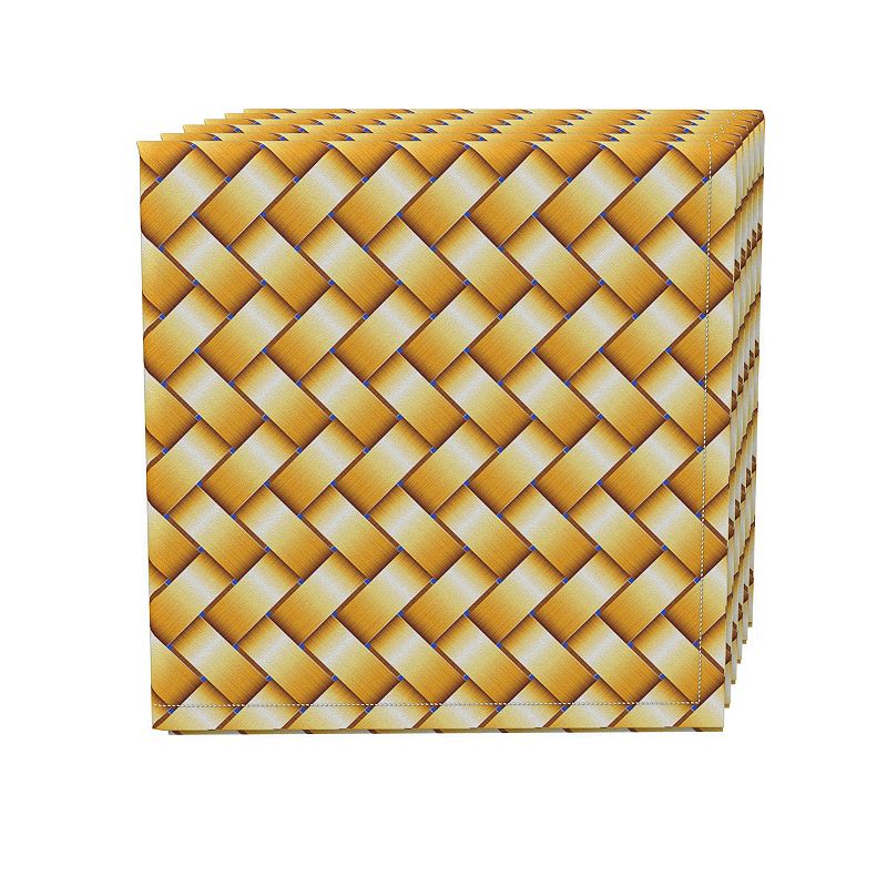 Napkin Set， 100% Polyester， Set of 4， 18x18， Gold Shine Basketwork