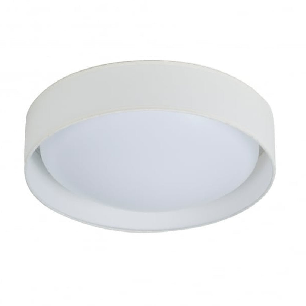 Searchlight 9371-37WH LED White Fabric Modern Round Flush Ceiling Light 37cm 950lm