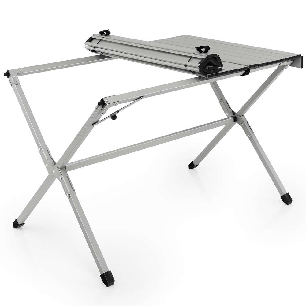 Costway 4 6 Person Portable Aluminum Camping Table Lightweight Roll Up   See Details