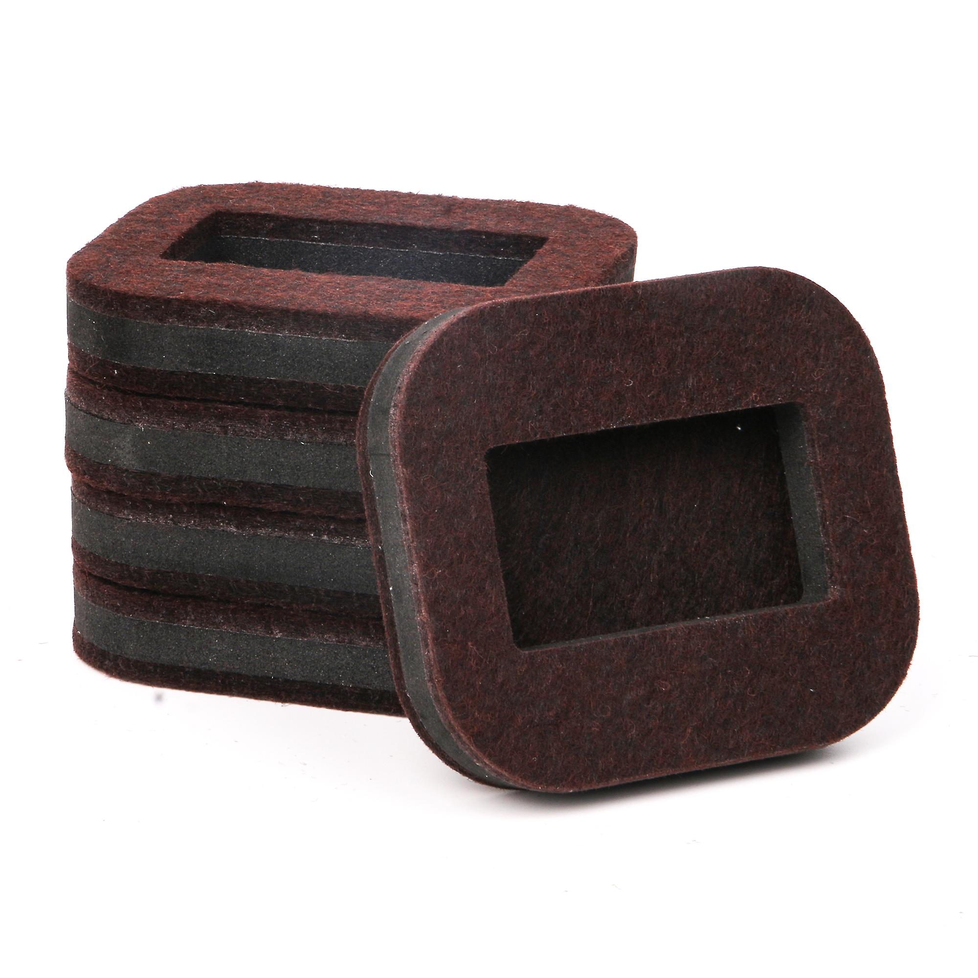 5x Felt Caster Cups Stoppers 80x70x15mm Square Brown for Furniture Sofa