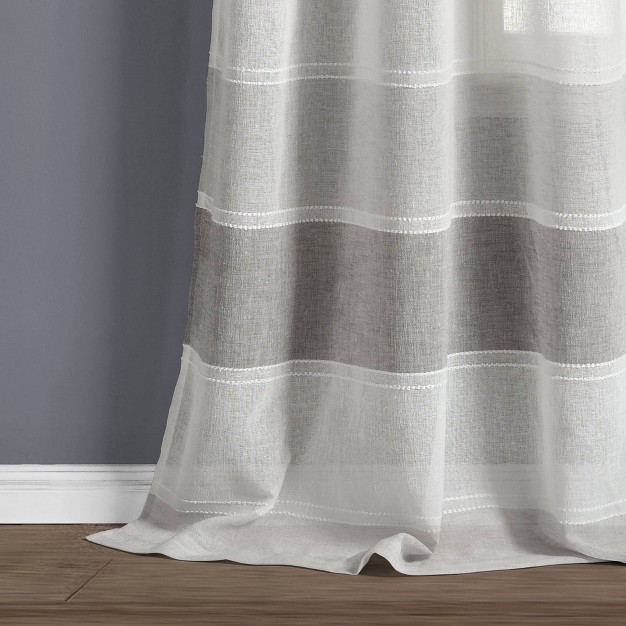 Textured Stripe Grommet Sheer Window Curtain Panels Lush D cor